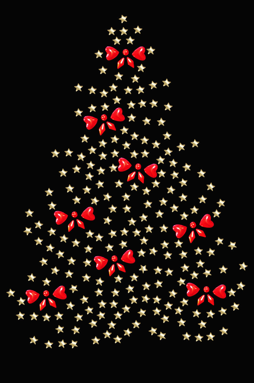 Gold Christmas Tree with Red Bows - Womens T-shirt