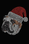 Bulldog Face (Brown) with Santa Hat - Womens T-shirt