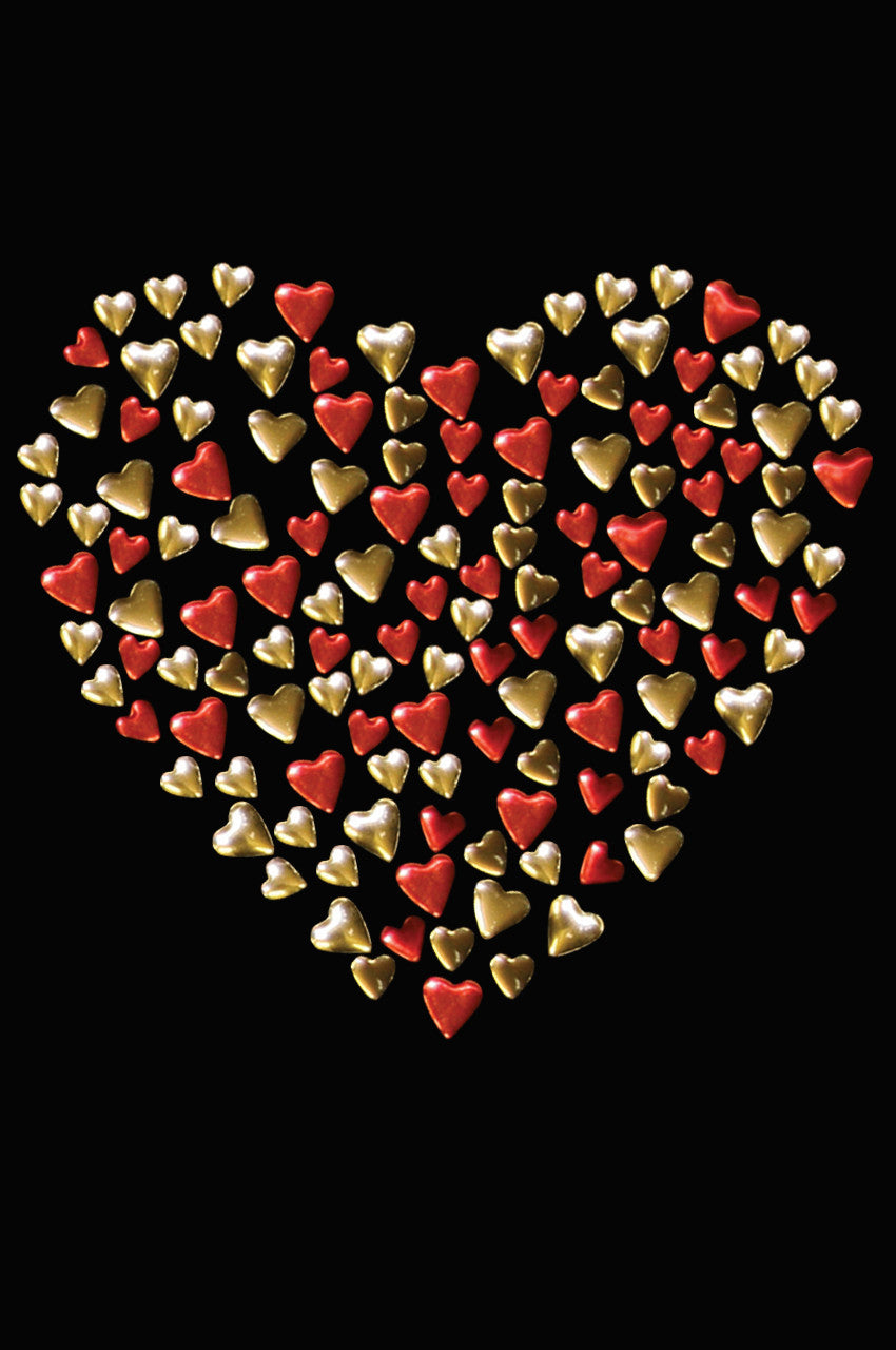 Red & Gold Nailhead Hearts Bandanna