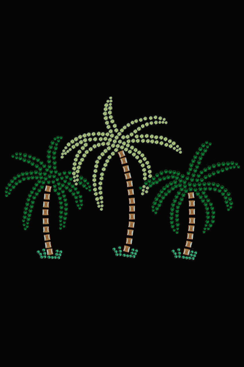 Palm Trees (Green Rhinestones) - Womens T-shirt