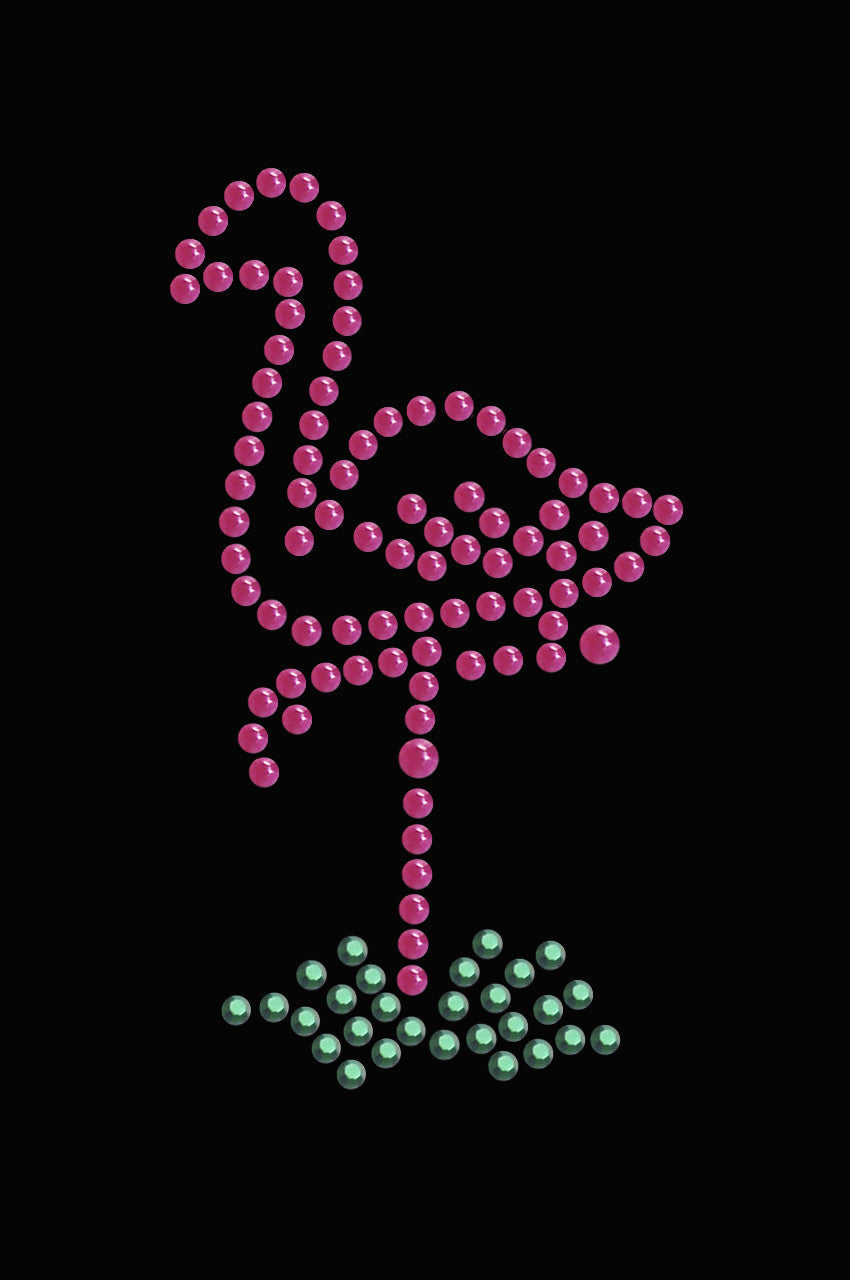 Pink Flamingo in Grass (Small) - Womens T-shirt