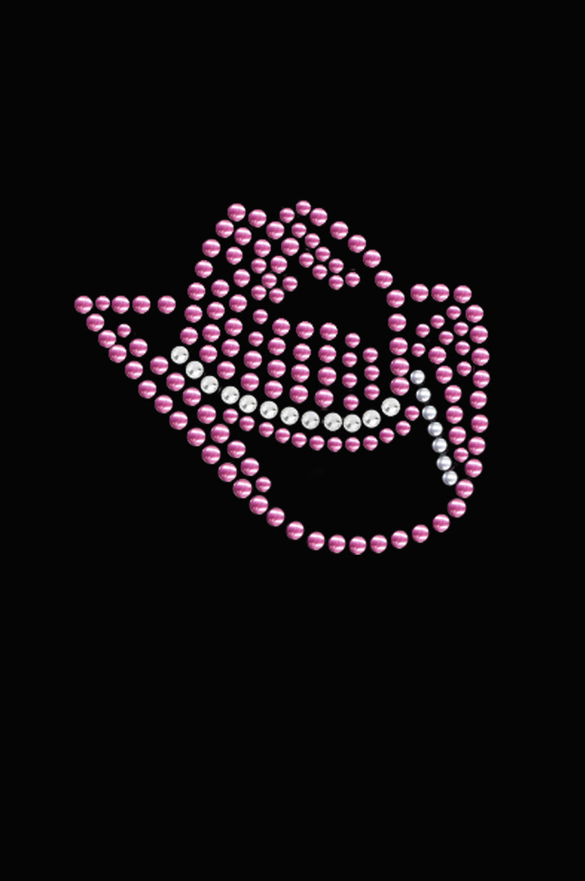 Pink Austrian crystal Cowgirl Hat - Womens T-shirt