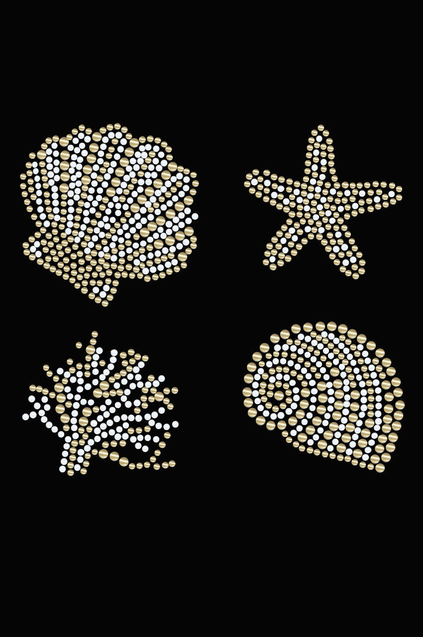 Gold & White Sea Shells - Bandanna