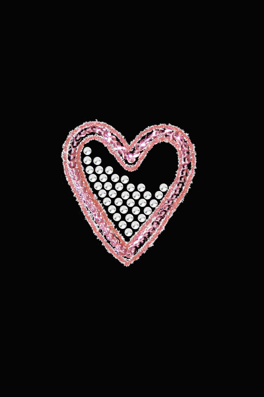 Pink Sequin & Rhinestone Heart Bandanna