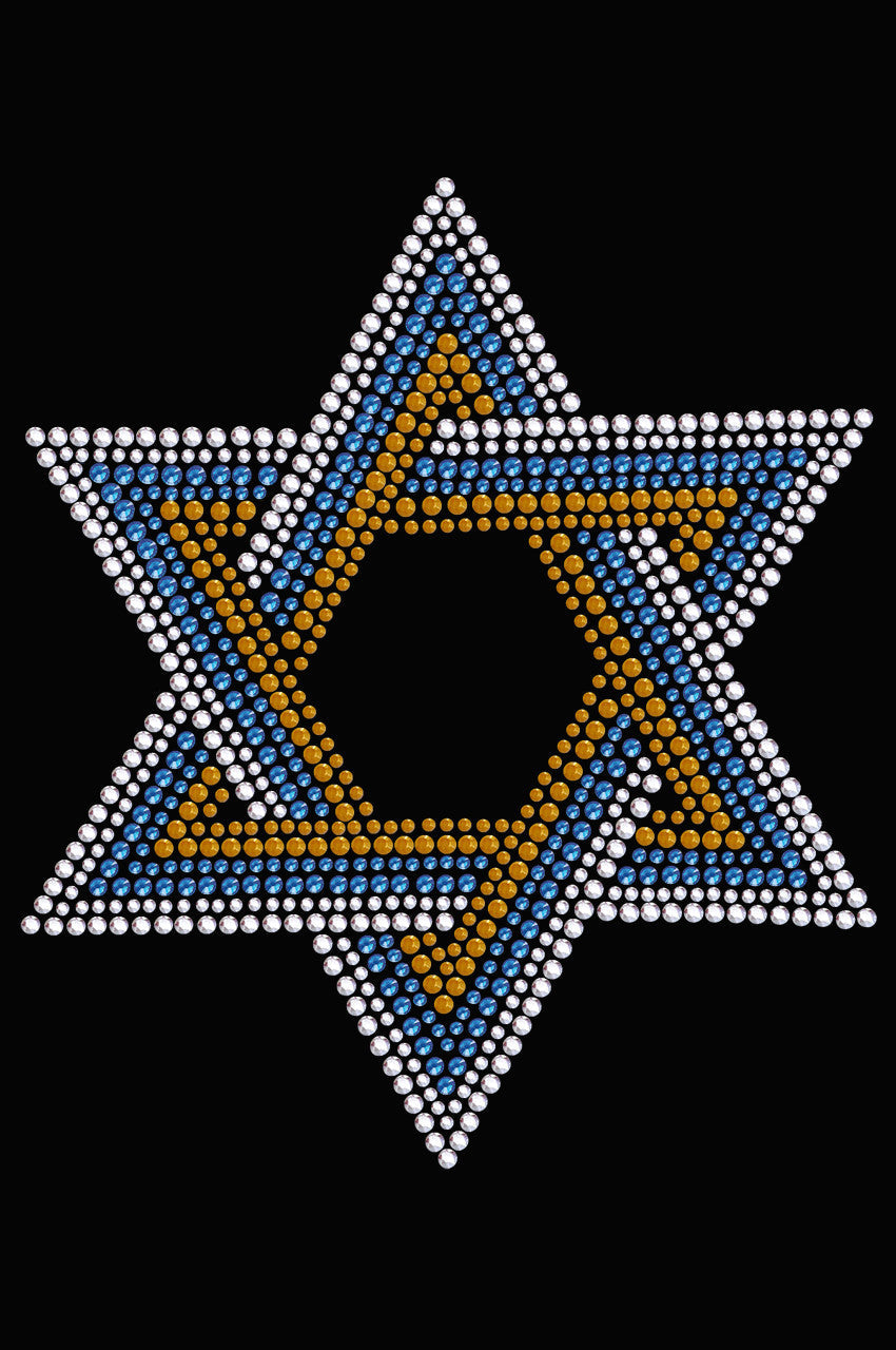 Star of David - Large (Blue, Silver, & Gold) - Womens T-shirt