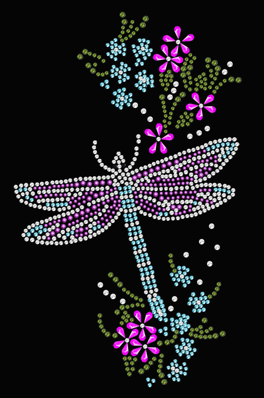 Dragonfly with Flowers - Womens Tee