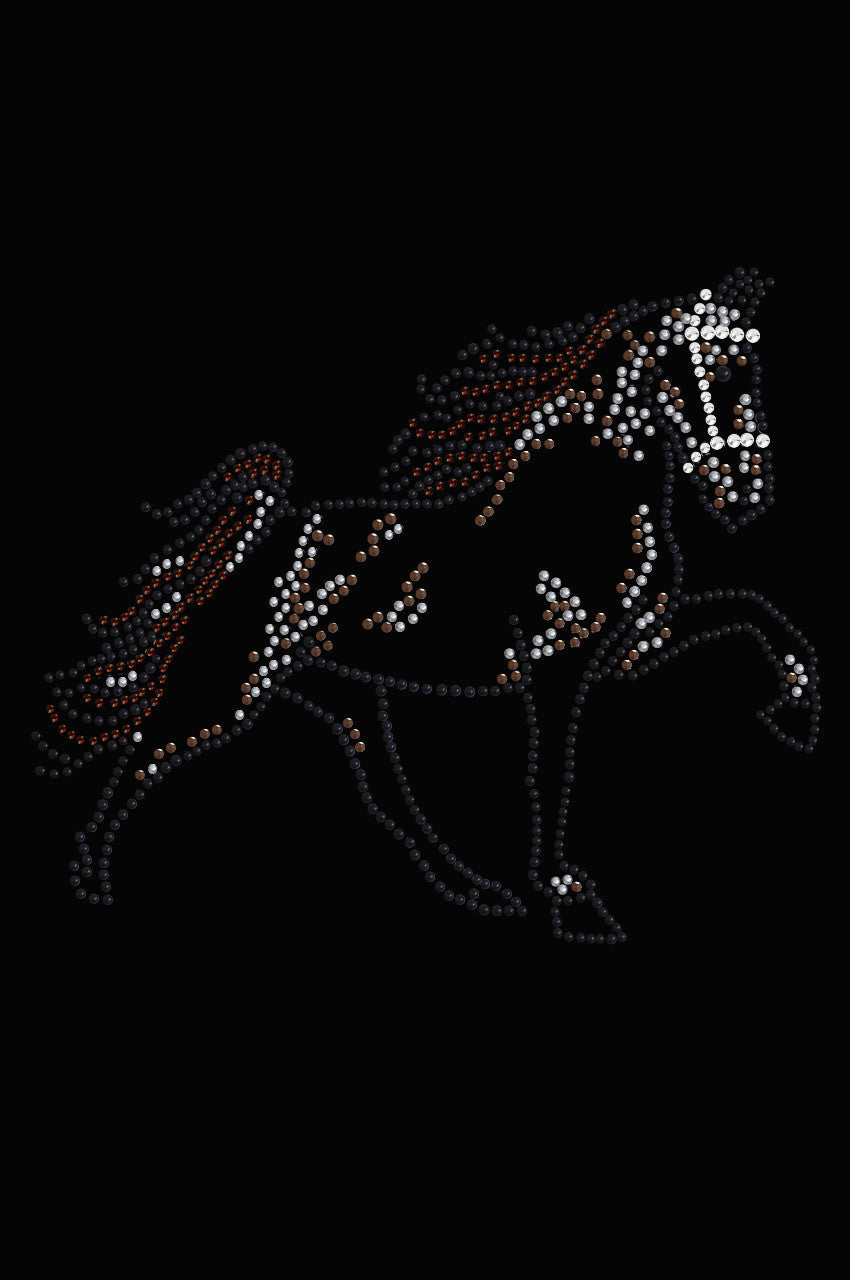 Horse (Brown Rhinestuds) - Womens T-shirt