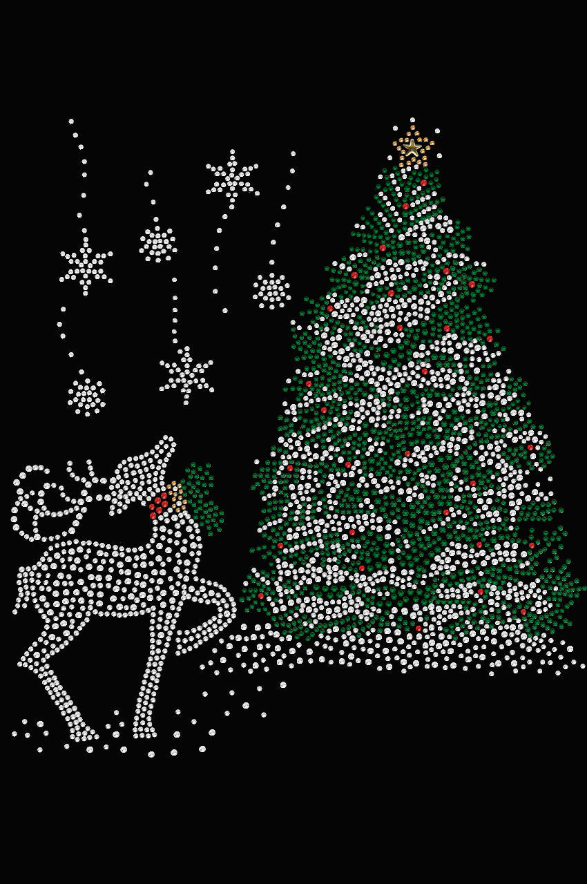 Christmas Tree with Reindeer - Womens Tee