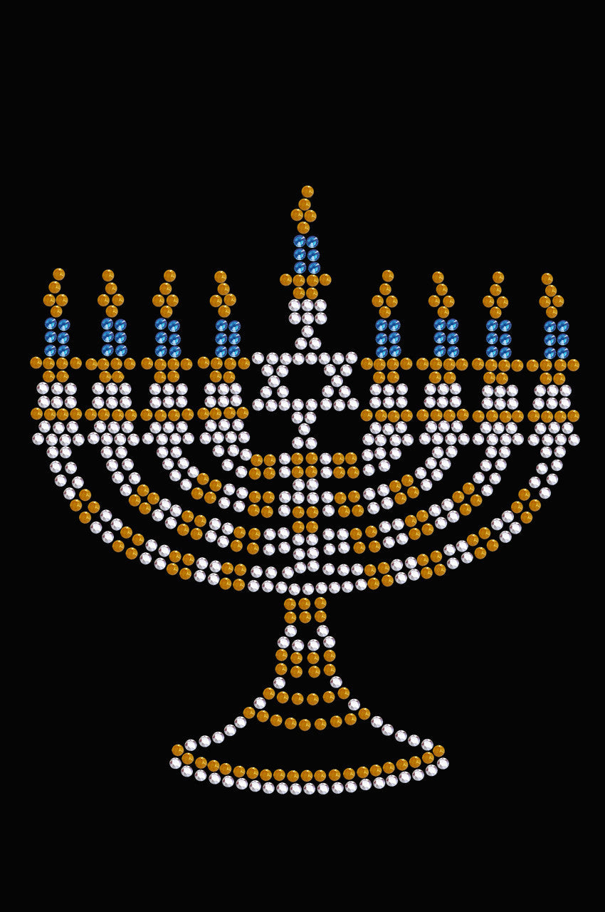 Menorah - Small (Blue, Silver, & Gold) - Womens T-shirt