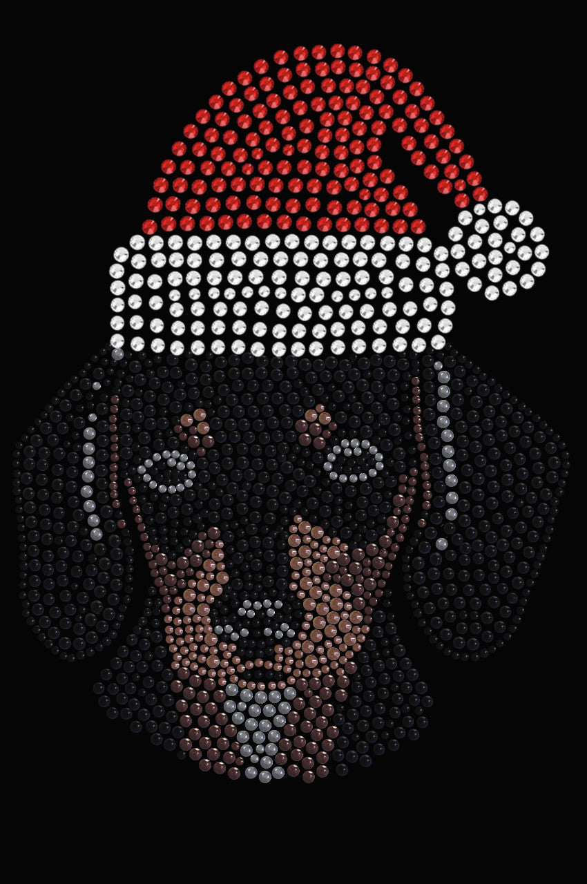 Dachshund Face with Santa Hat - Womens T-shirt