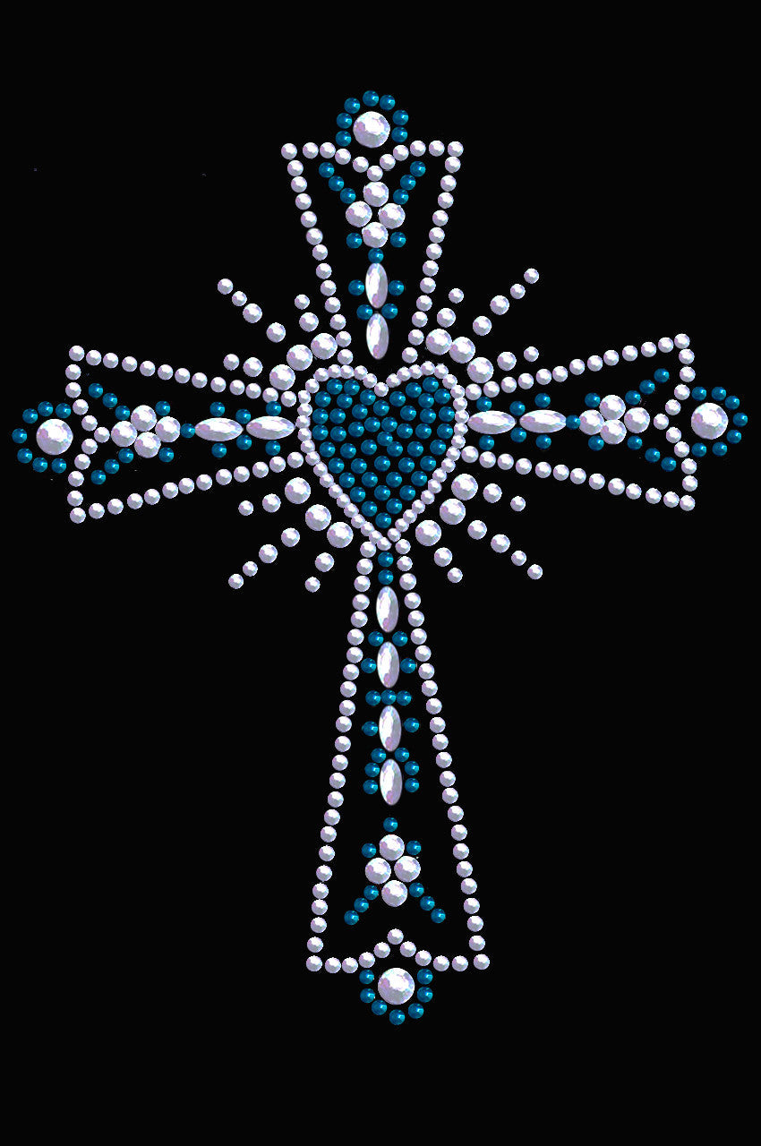 Cross (Silver & Blue) - Womens T-shirt