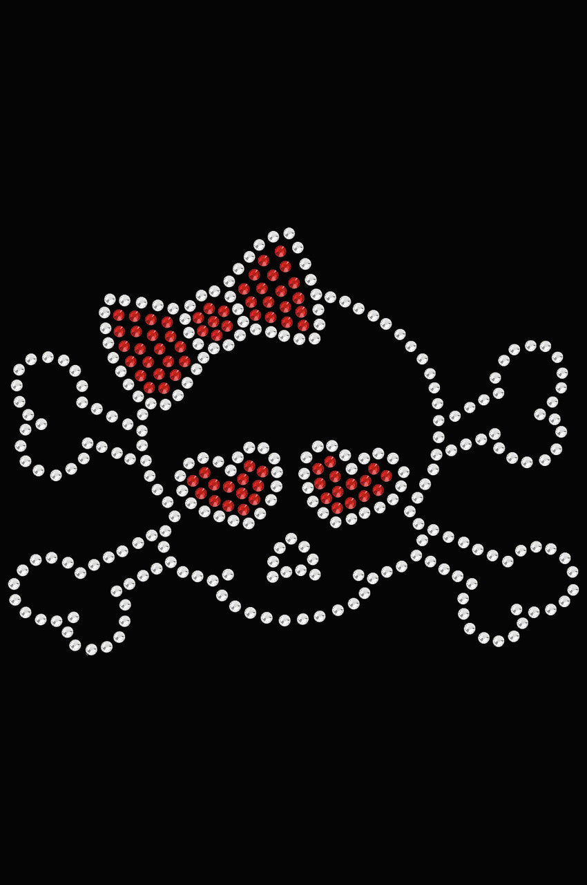 Skull with Red Bow - Womens T-shirt