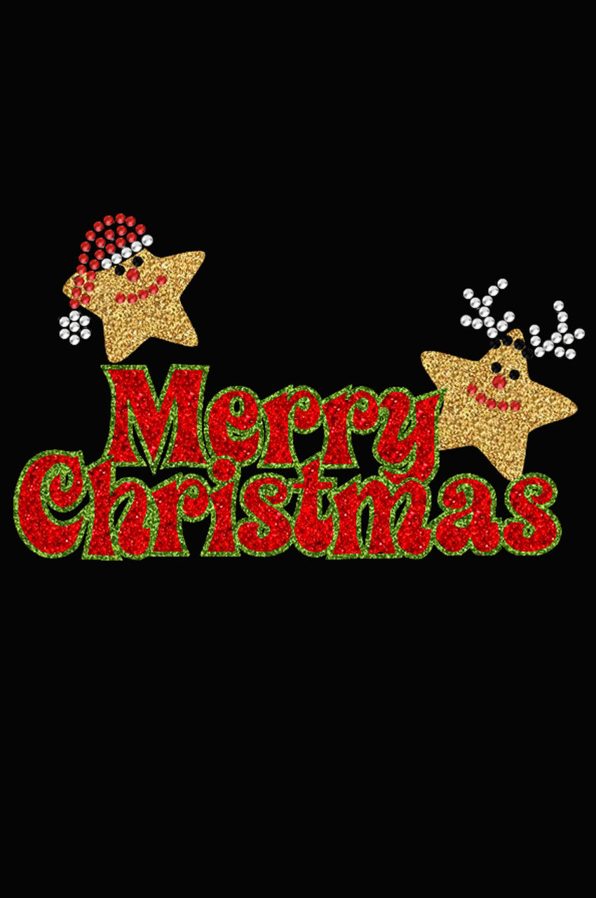 Merry Christmas Glitter Stars - Womens T-shirt