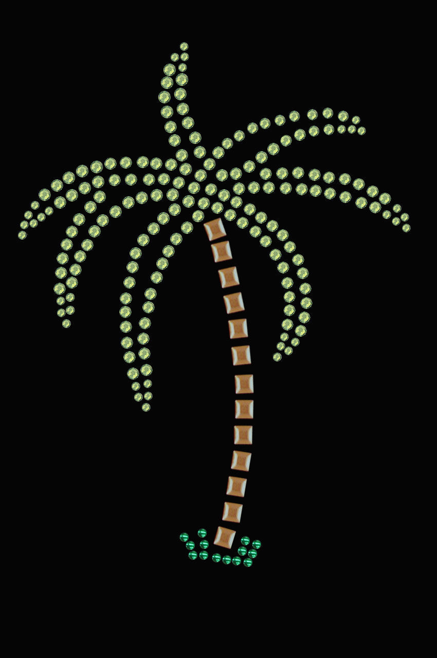 Palm Tree (Green Rhinestones) - Womens T-shirt