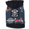 Heads or Tails Pup Blue Biker Denim Dog Hoodie Vest