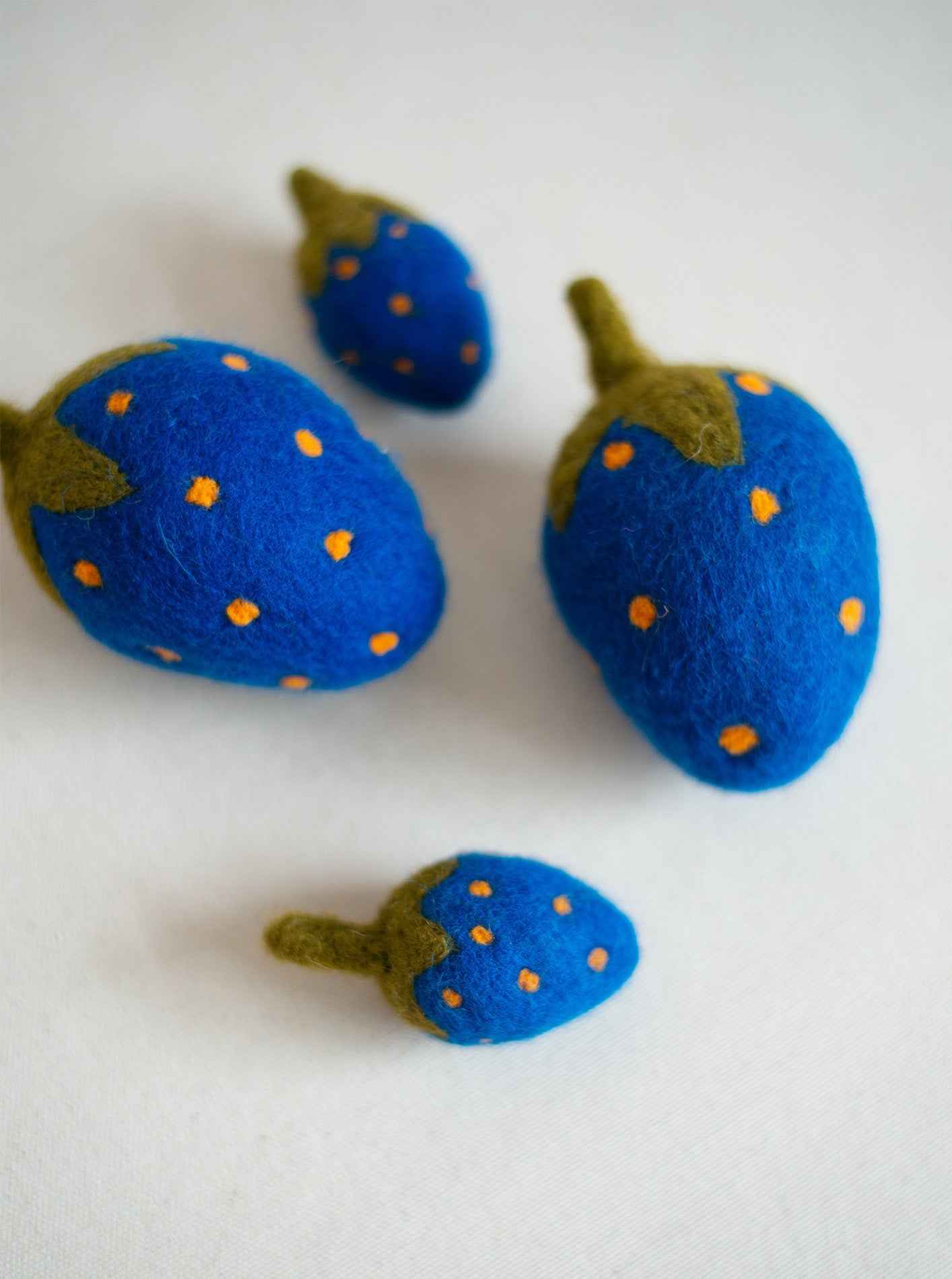 Blue Strawberry Wool Dog Toy