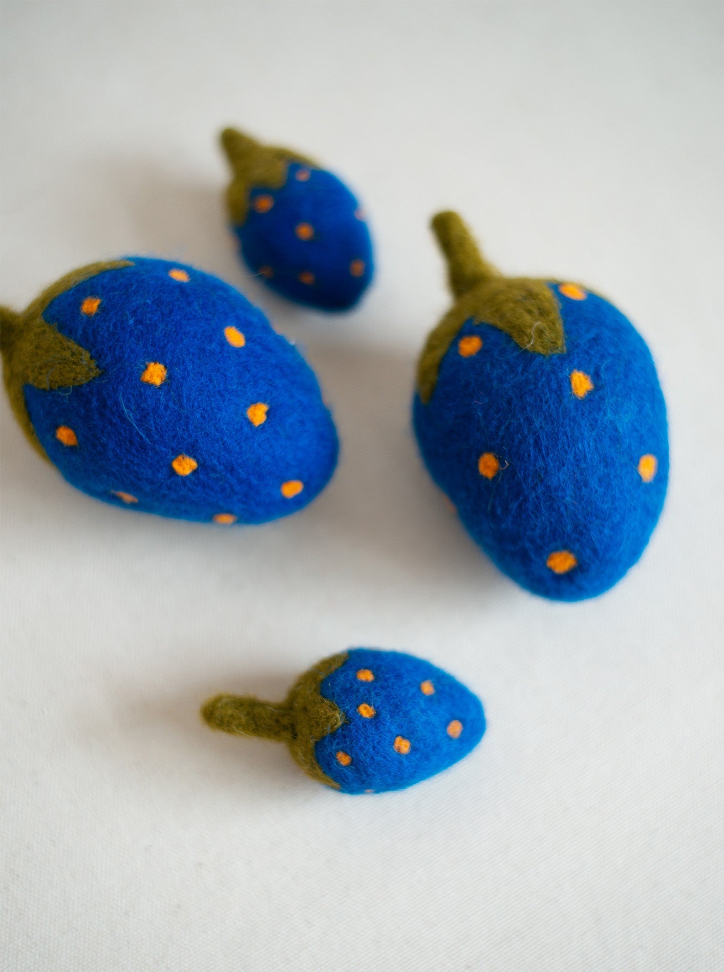 Blue Strawberry Wool Dog Toy
