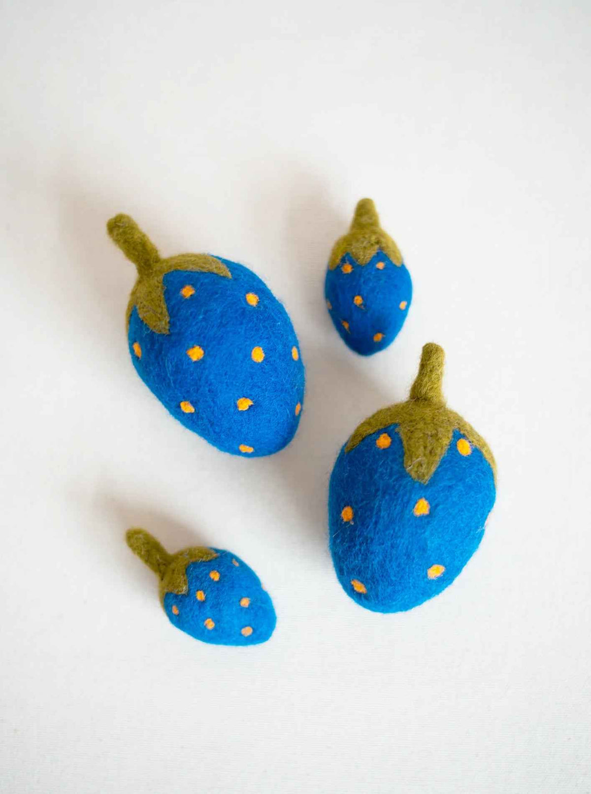 Blue Strawberry Wool Dog Toy