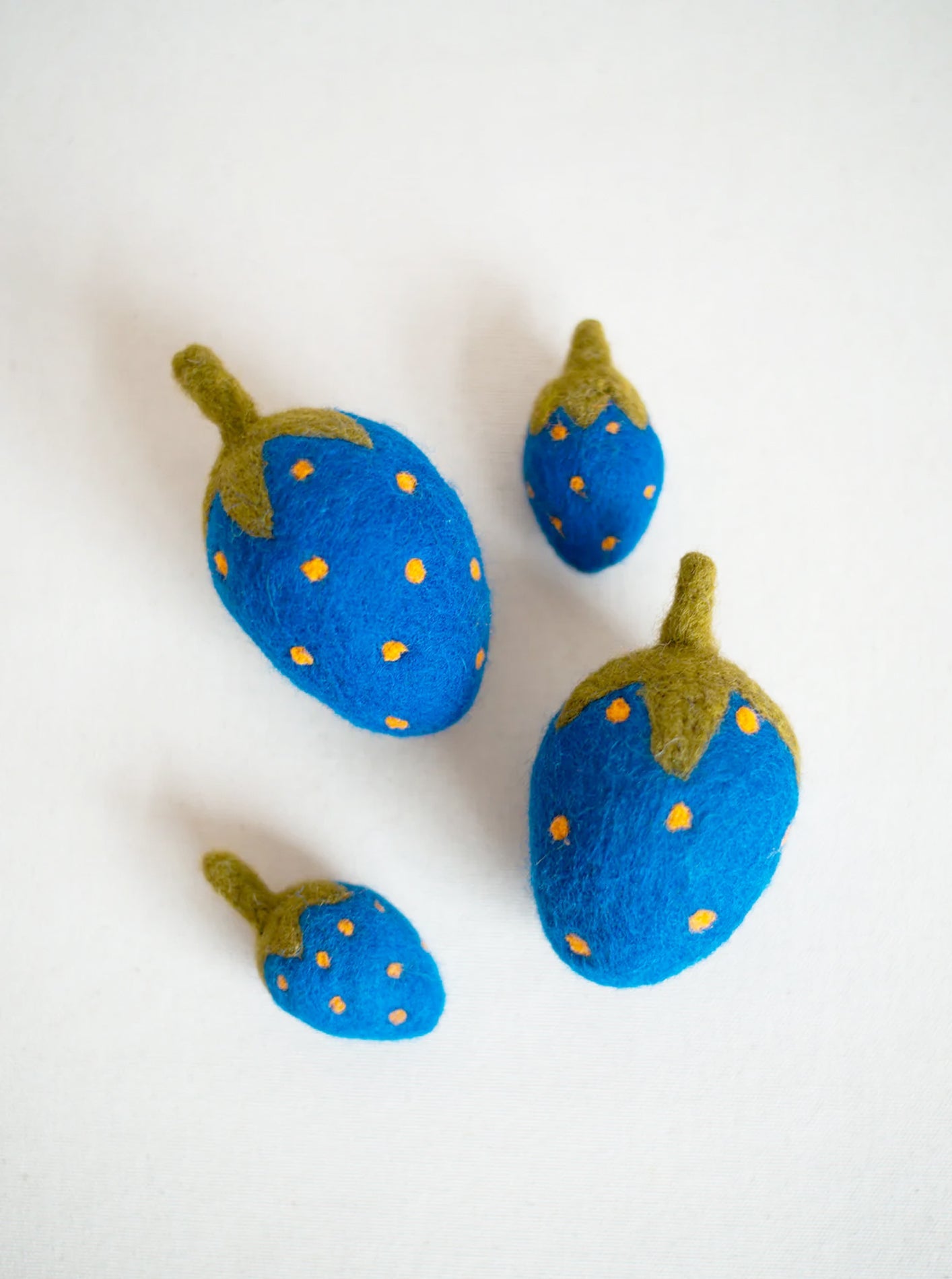Blue Strawberry Wool Dog Toy