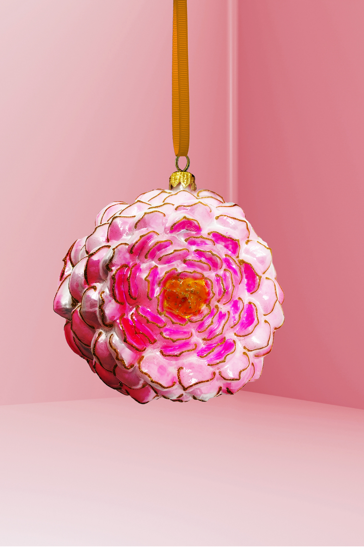Palazzo Peony Glass Christmas Ornament (Blush)