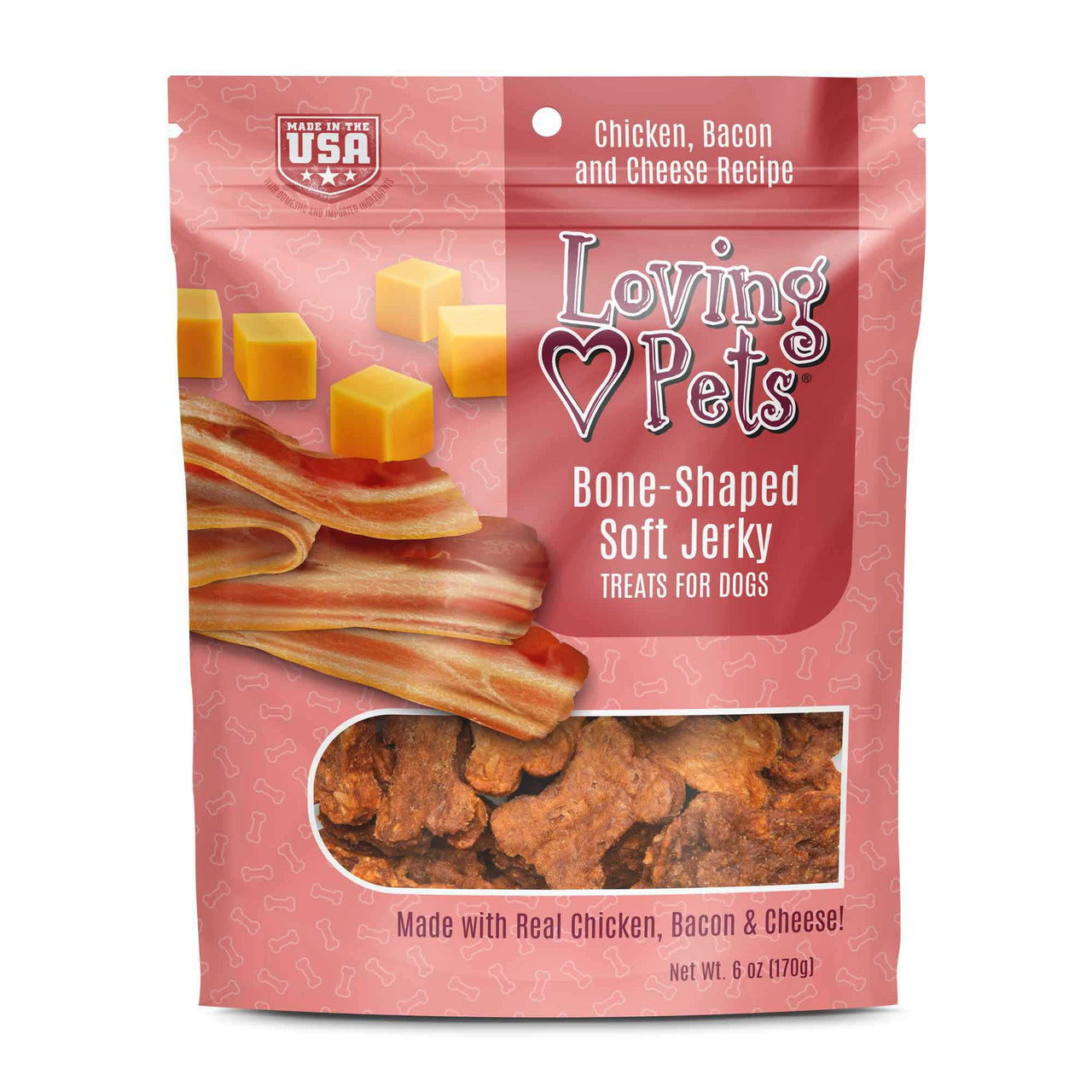 Loving Pets Soft Jerky Bacon & Cheese Dog Treats (6oz)