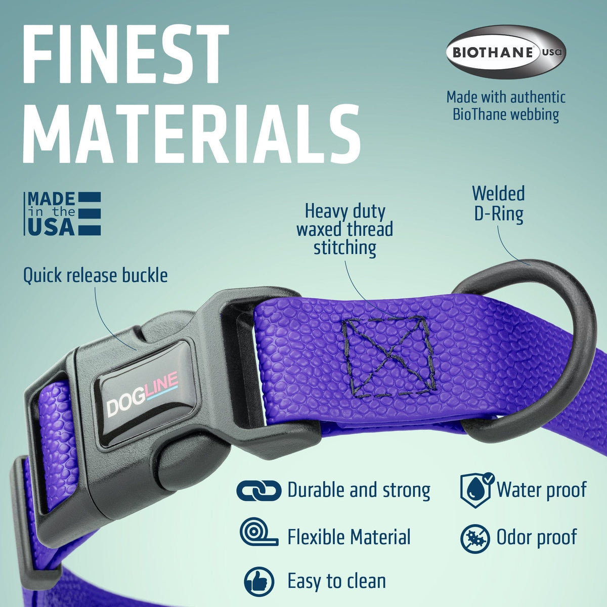 Dogline Pebble Emboss BioThane Dog Collar with Quick Release Buckle