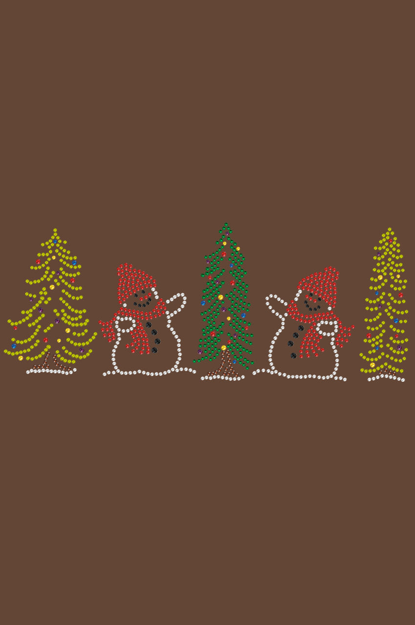 Two Snowmen in Trees - Womens T-shirt