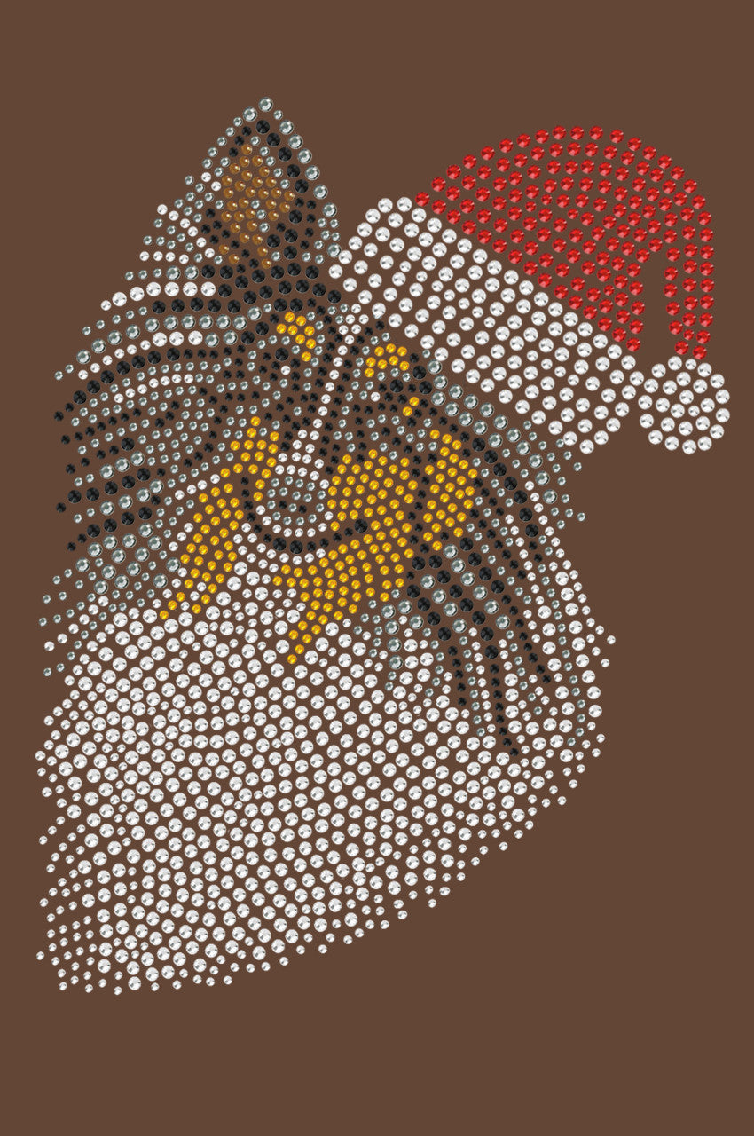 Sheltie Face (Tri Color) with Santa Hat - Womens T-shirt