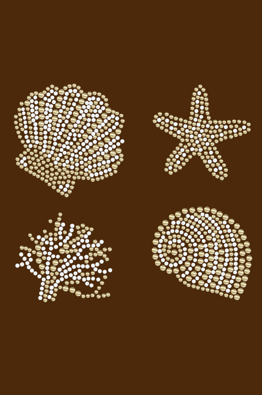 Gold & White Sea Shells - Bandanna