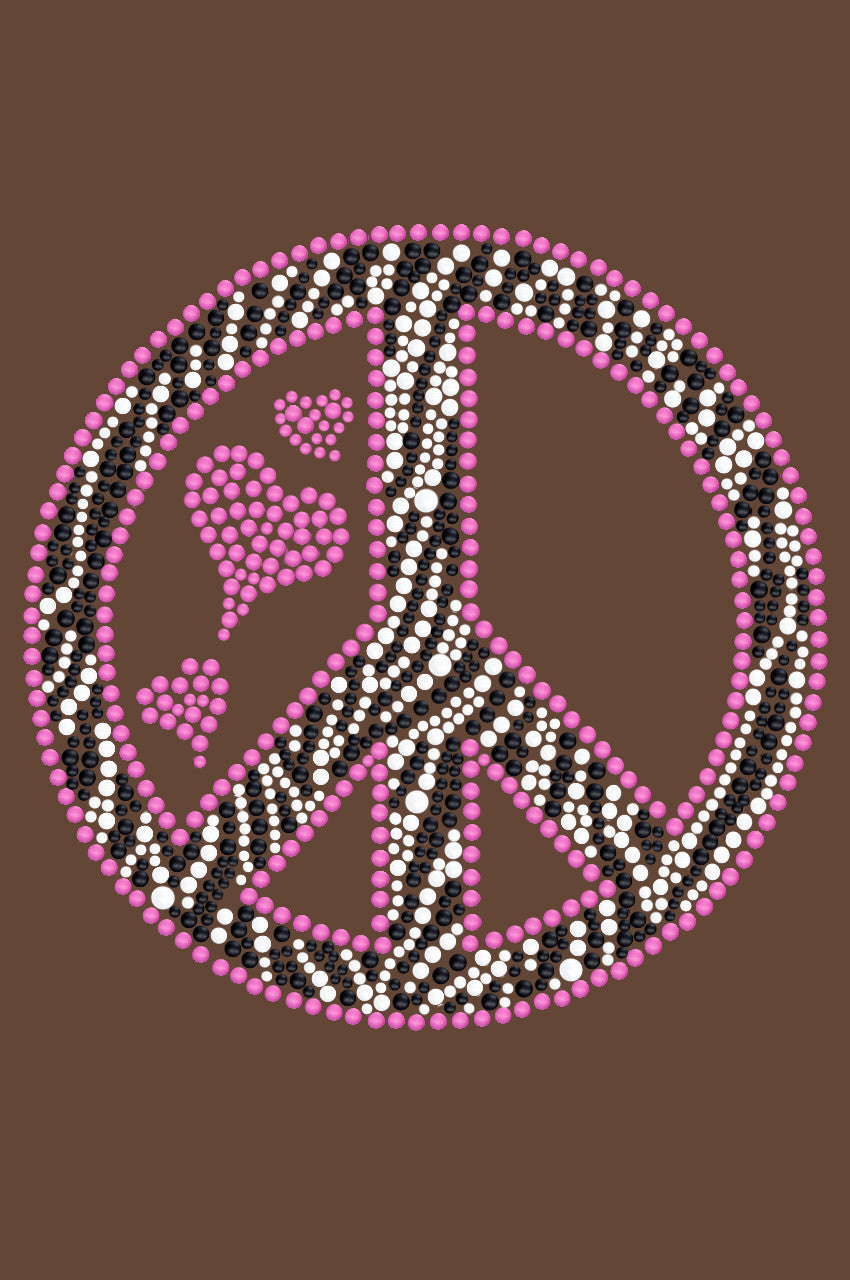 Peace Sign (Pink & Zebra Print) - Womens T-shirt