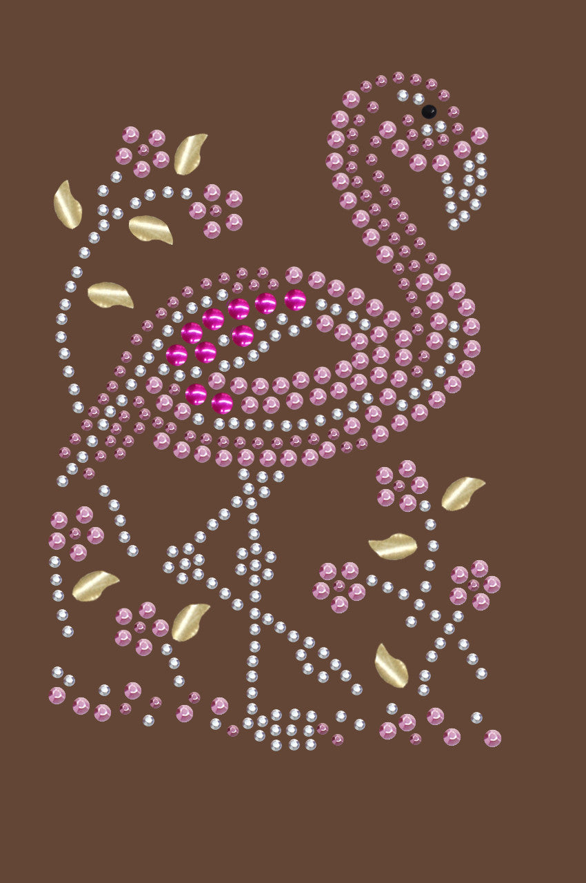 Pink Flamingo with Nailhead Flowers - Womens T-shirt