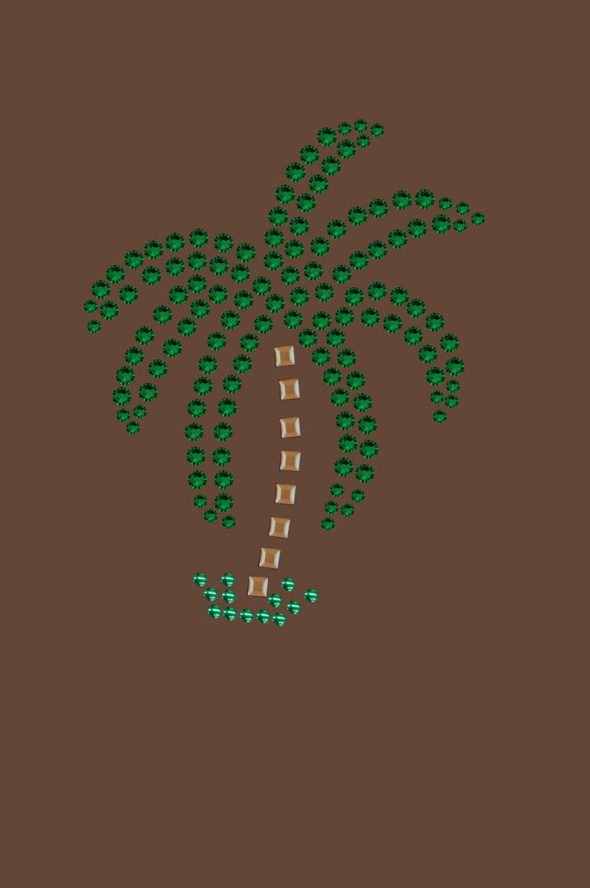 Palm Tree (Green Rhinestones - Small) - Womens T-shirt