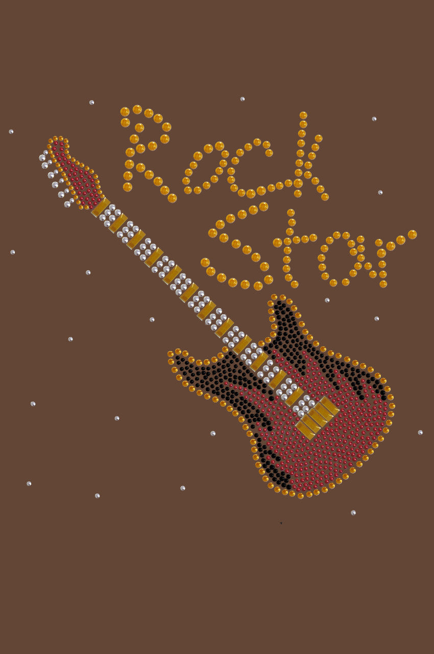 Rock Star with Red & Gold Guitar - Womens T-shirt