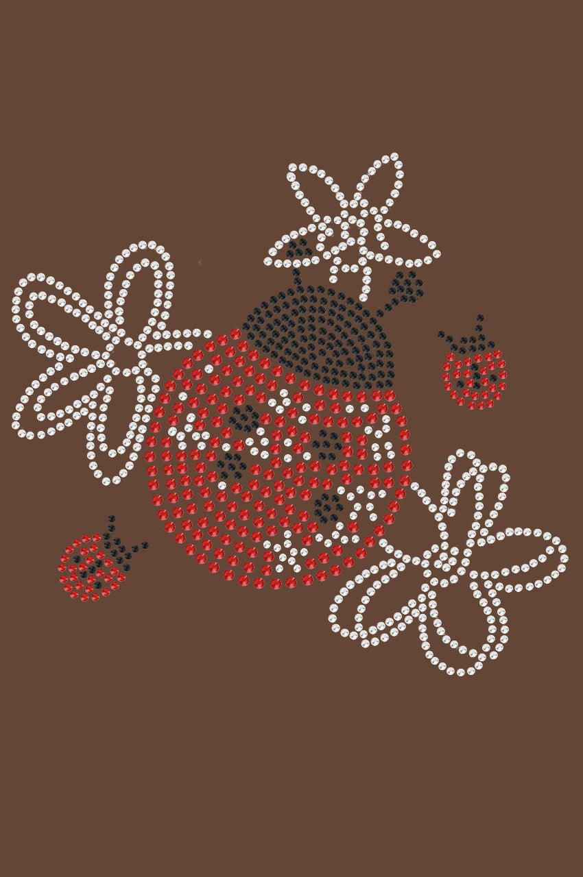 Large Lady Bug with Flowers - Womens T-shirt