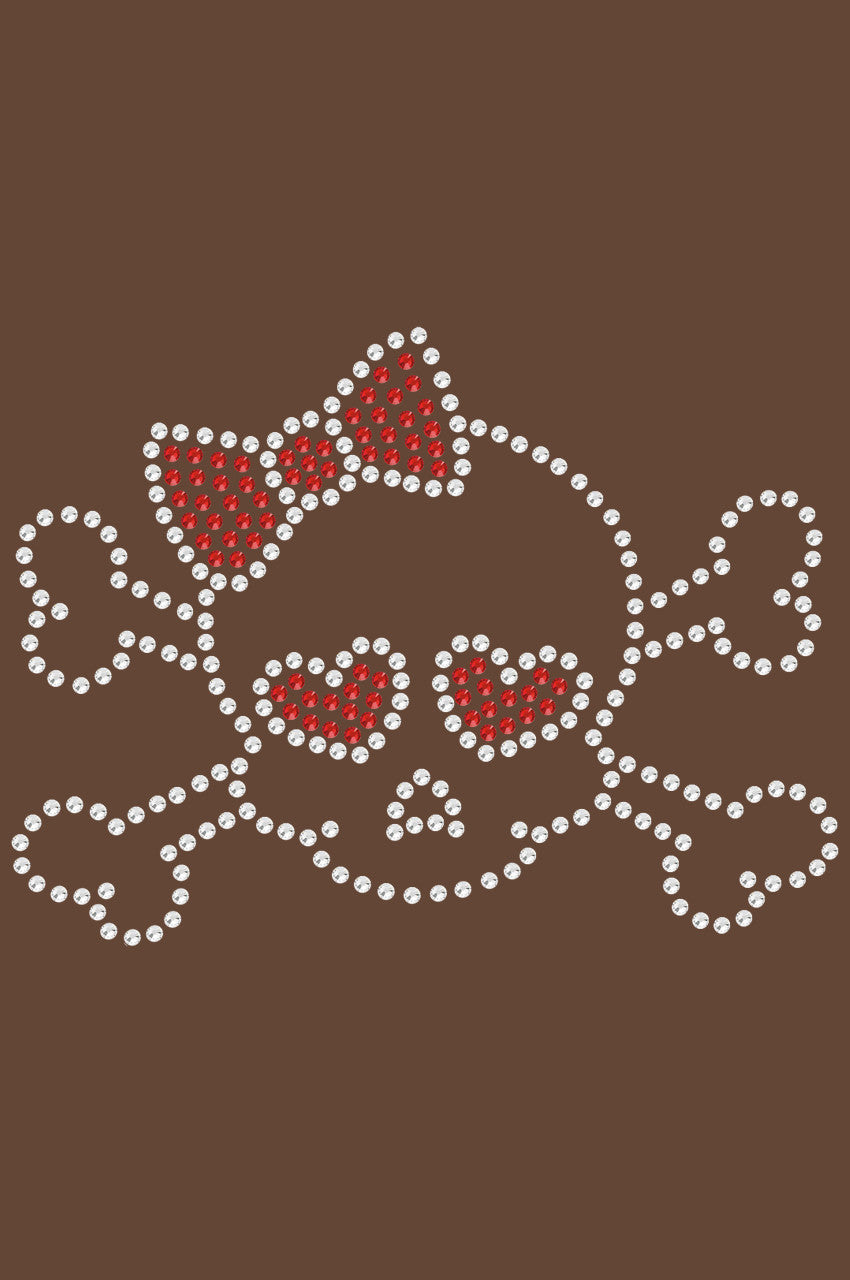 Skull with Red Bow - Womens T-shirt