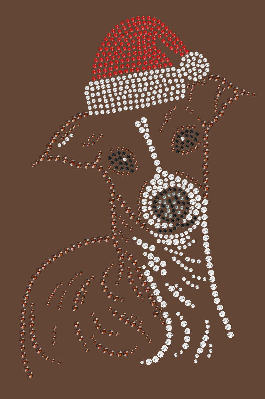Italian Greyhound Face with Santa Hat - Womens T-shirt
