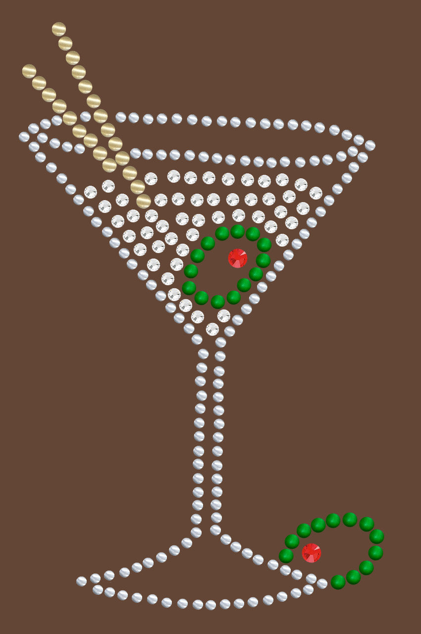 Martini (Silver Rhinestone)- Womens T-shirt
