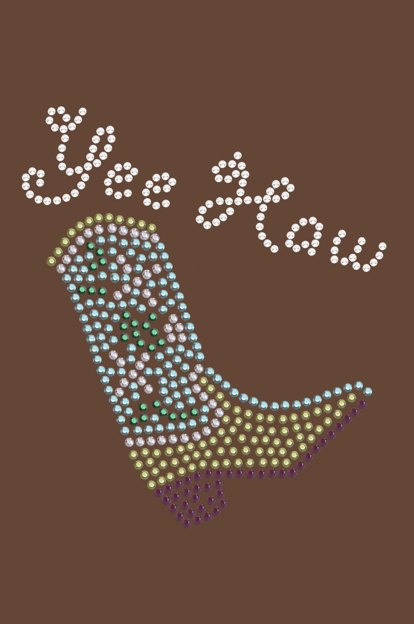 Boot (Green & Turquoise) with Yee Haw - Womens T-shirt