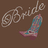Bride with Pink/Turquoise  Cowboy Boot- Women's T-shirt
