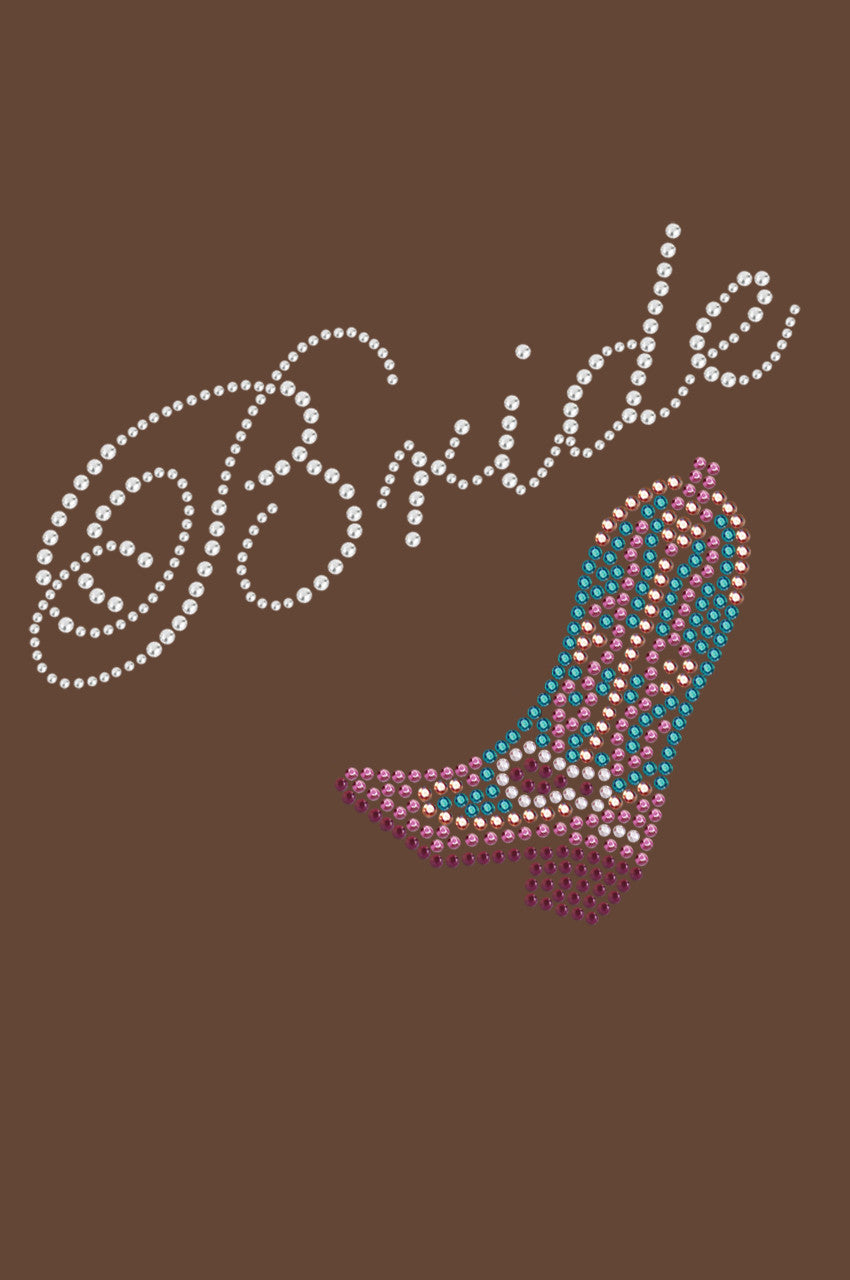 Bride with Pink/Turquoise Cowboy Boot- Womens T-shirt