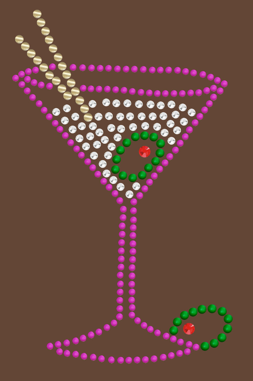 Martini (Fuchsia with Clear Rhinestones) - Women's T-shirt