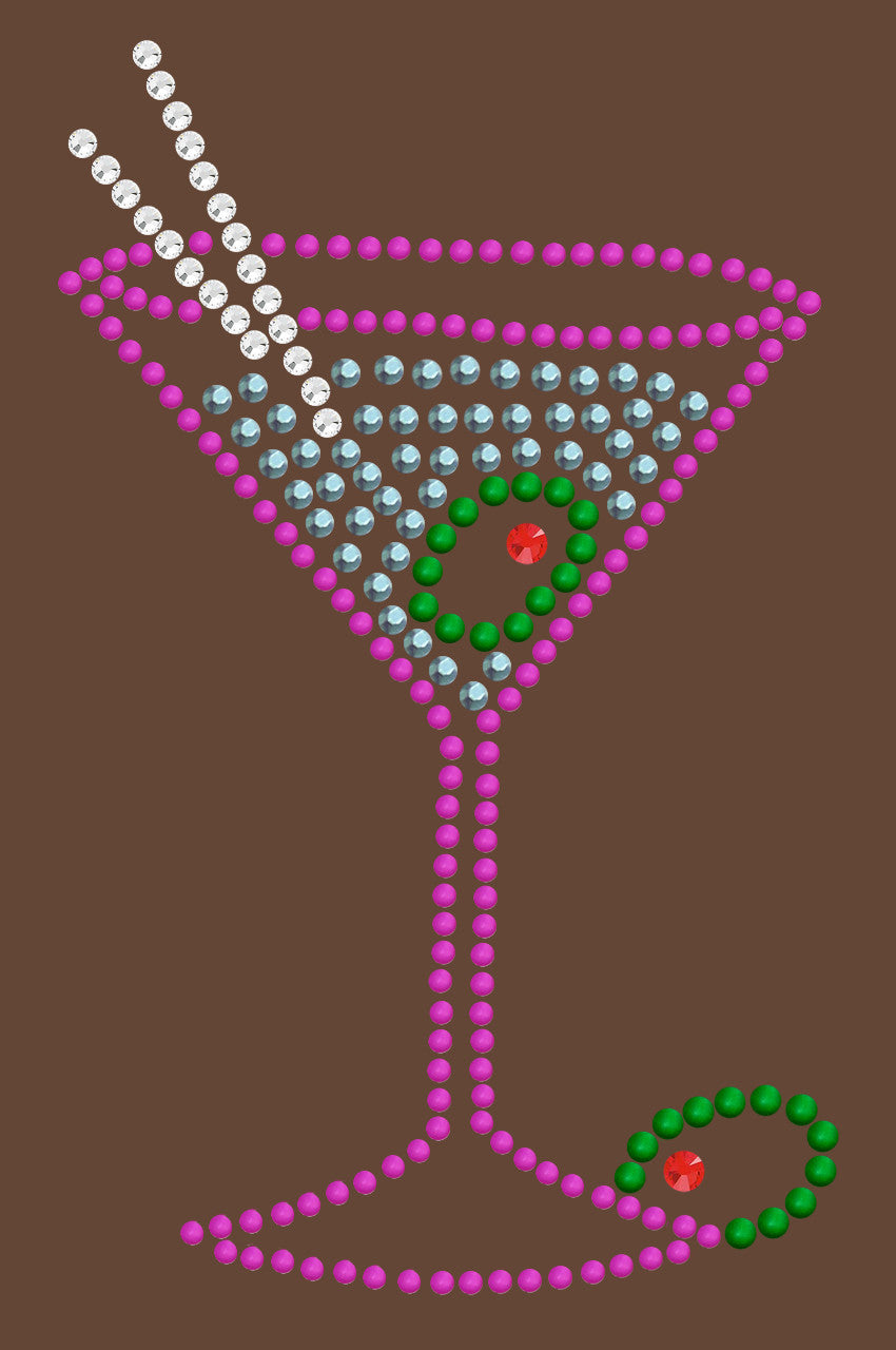 Martini (Fuchsia with Blue Rhinestones) - Women's T-shirt