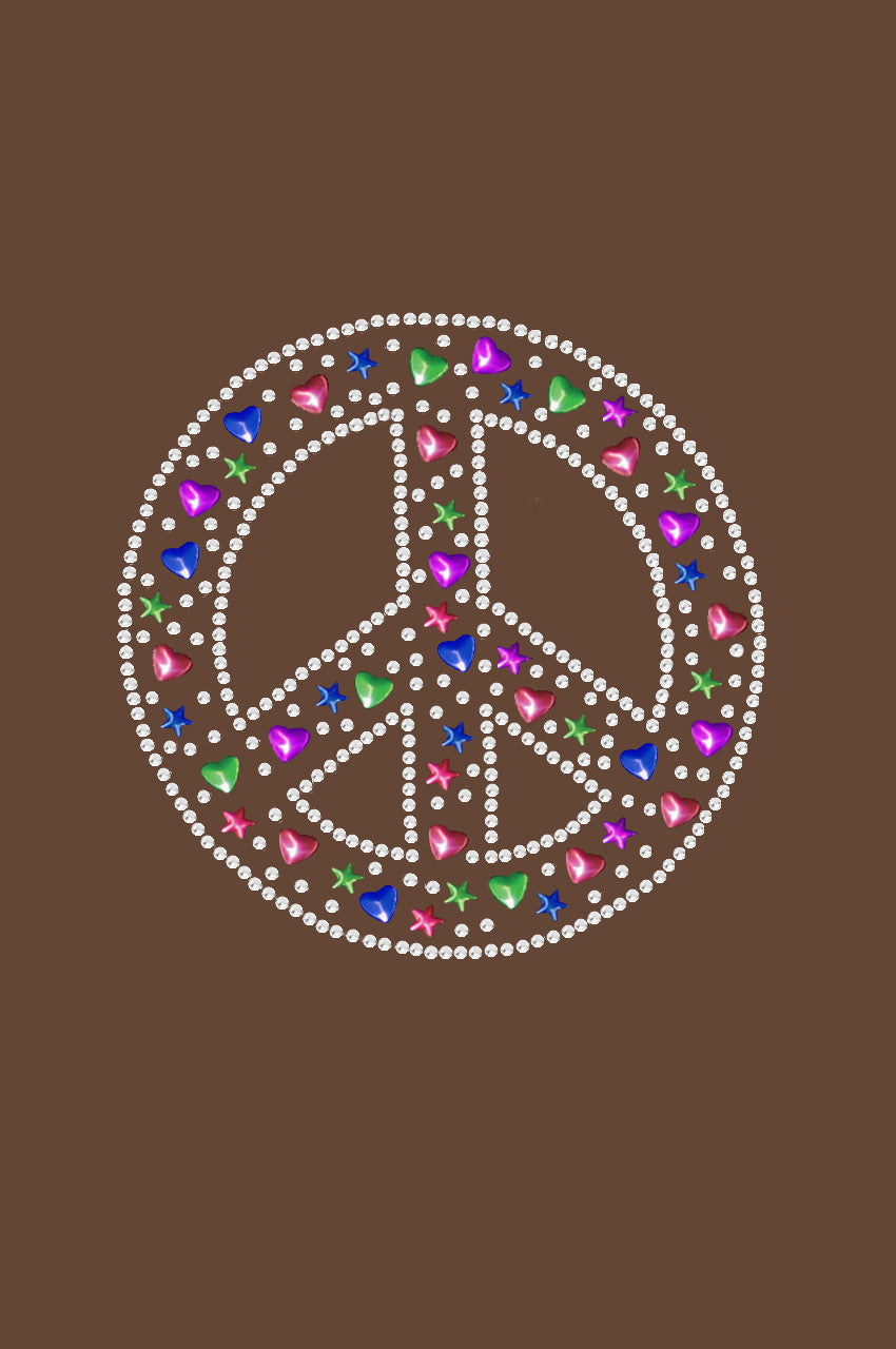 Peace Sign with Stars & Hearts - Womens T-shirt