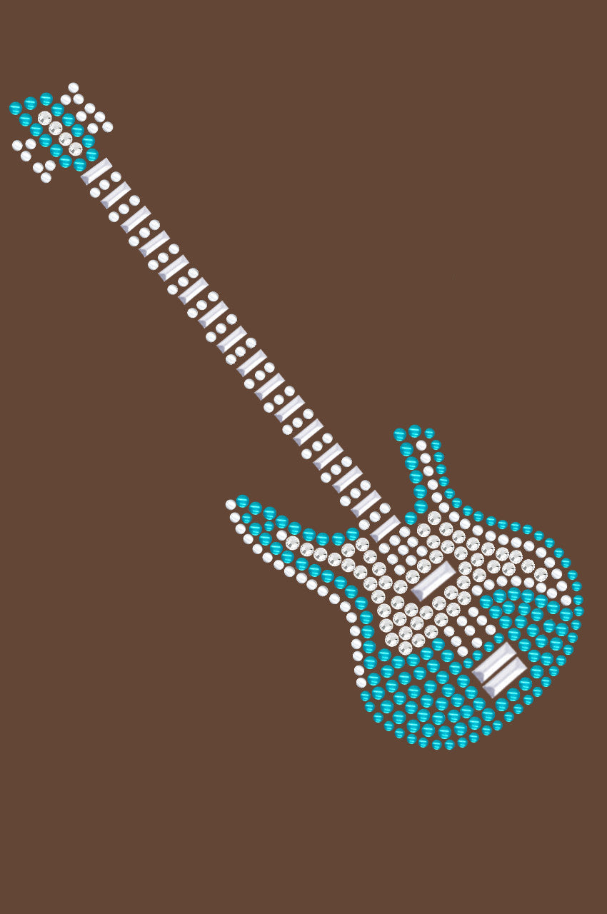 Guitar (Blue Austrian crystal) - Womens T-shirt