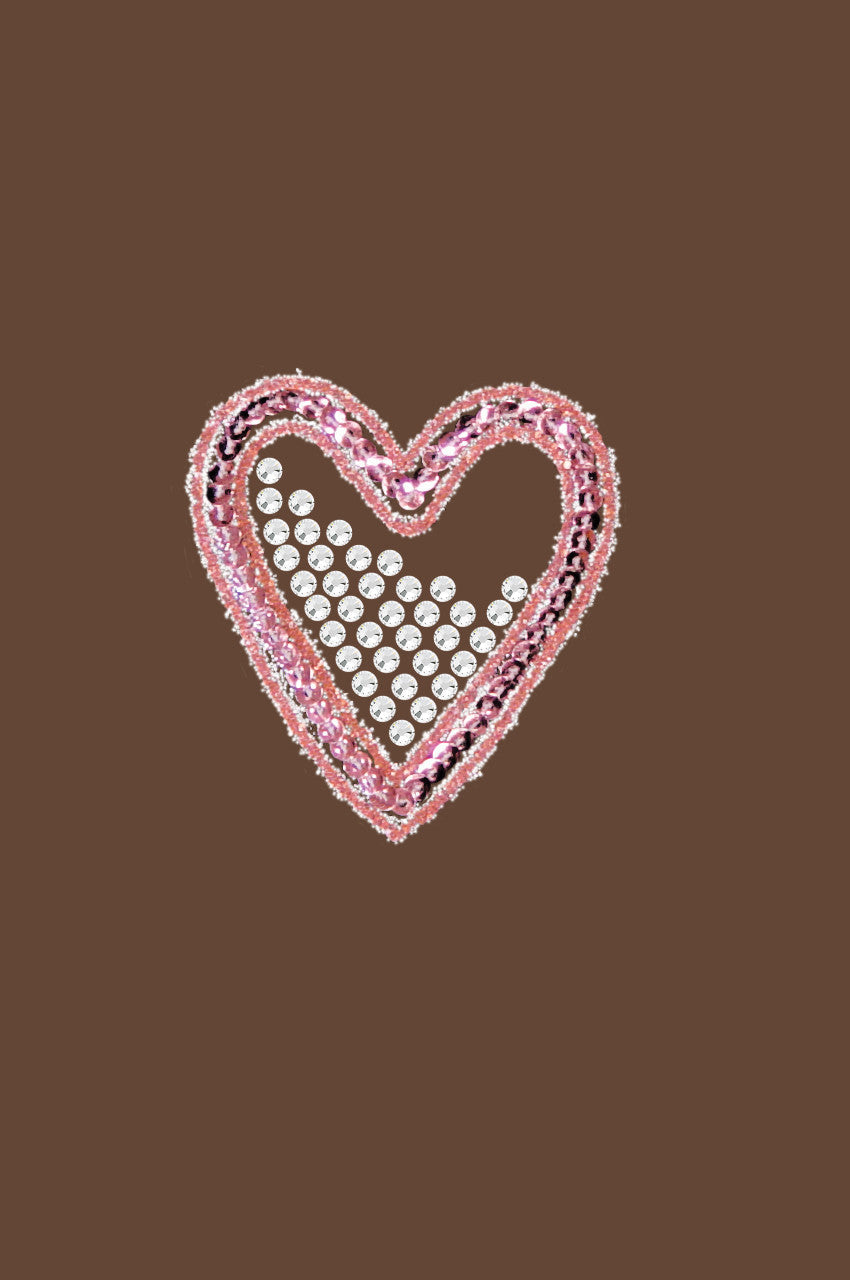 Pink Sequin & Rhinestone Heart - Womens T-shirt