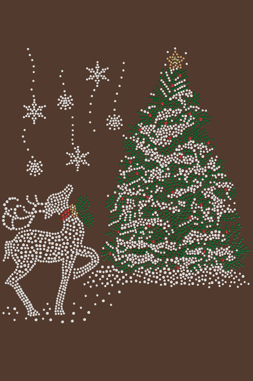 Christmas Tree with Reindeer - Womens Tee