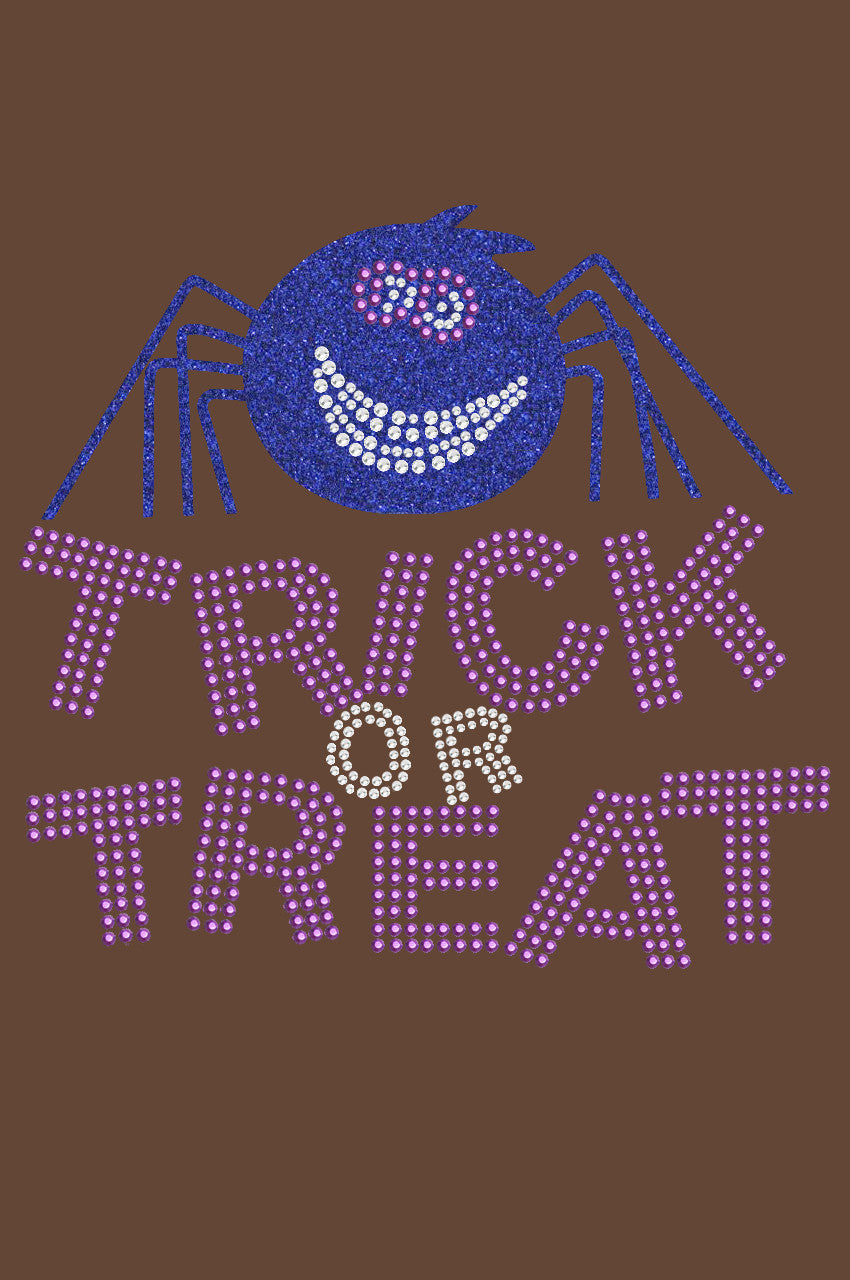 Trick or Treat with Blue Glitter Spider - Womens Tee