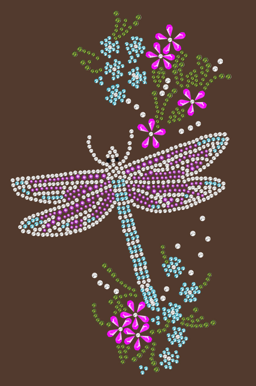 Dragonfly with Flowers - Womens Tee