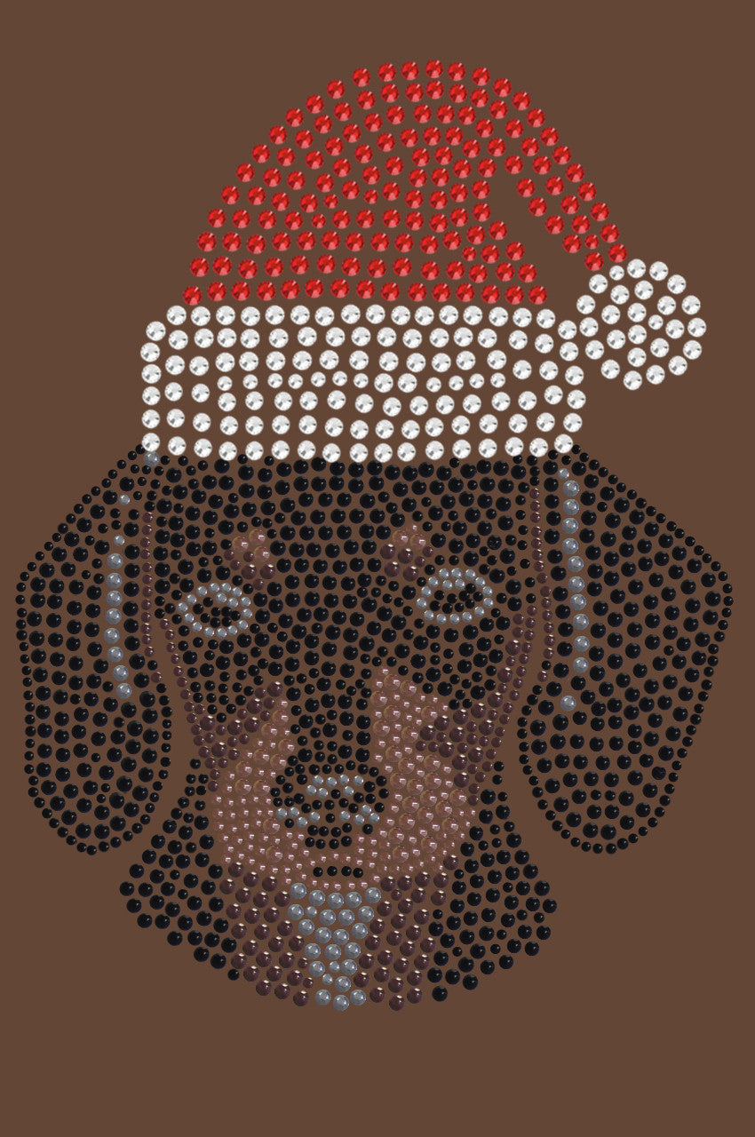 Dachshund Face with Santa Hat - Womens T-shirt