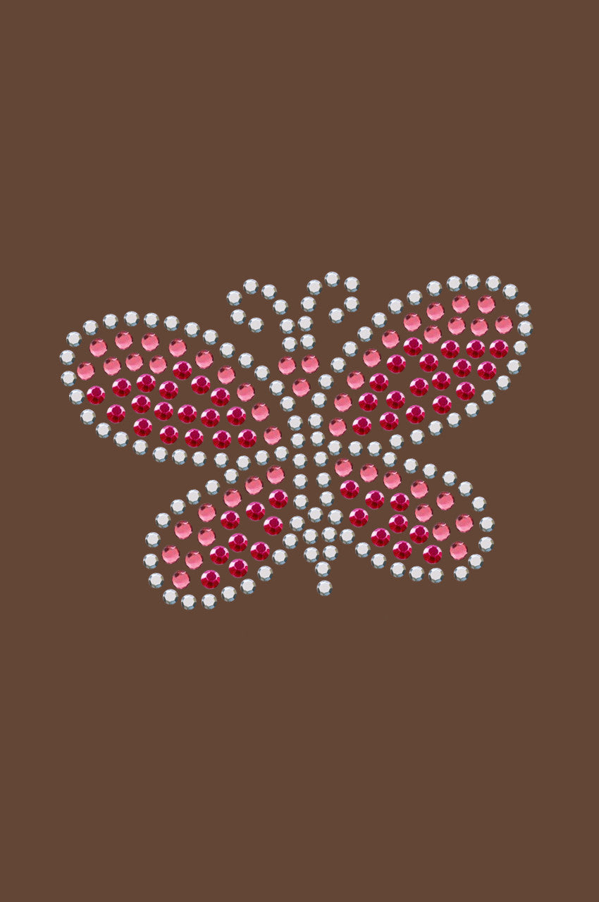 Pink Austrian crystal Rhinestone & Rhinestud Butterfly - Womens T-shirt
